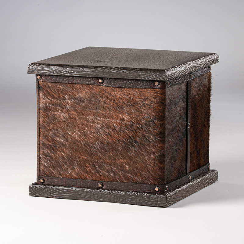 Hair On Hide Urn with Barb Wire Cross - Image 7